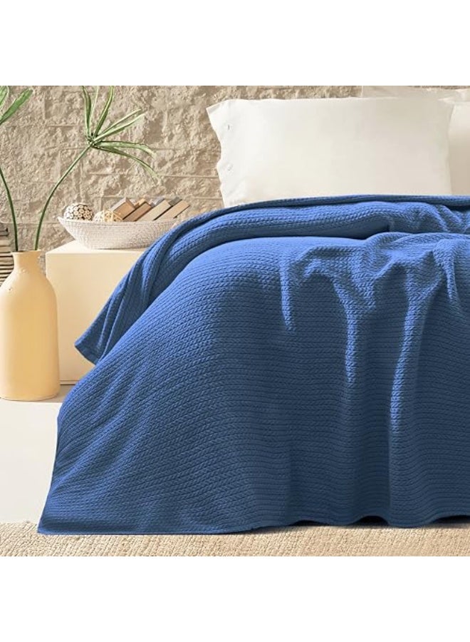 Relax Premium Egyptian Cotton Orchid Throw Blanket Ultra Soft And Lightweight With Elegant Woven Design King Size 255 × 225 cm Perfect For Bed Sofa And Couch Indigo Color - Image 3